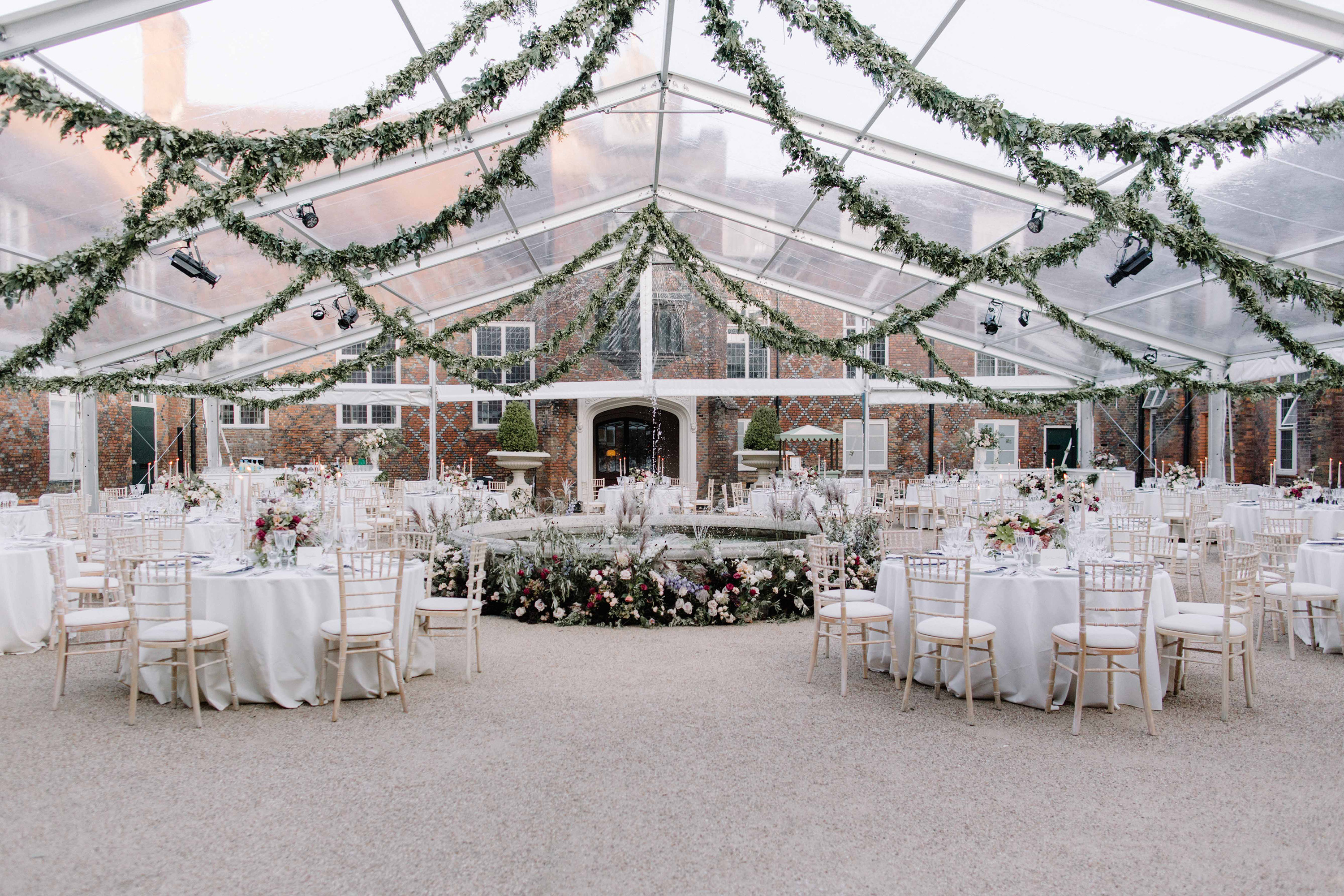Clear roof marquee wedding at Fulham Palace London