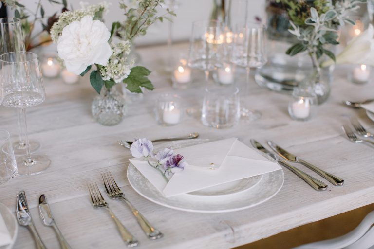 Table place setting details at Pynes House Devon