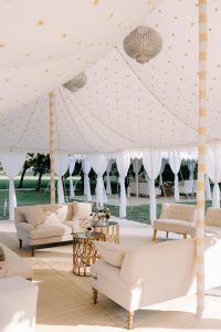 Pole tent marquee lounge area at Fulham Palace London