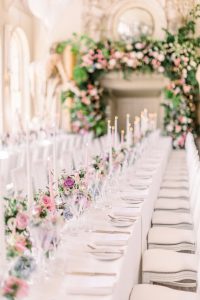 Floral tablescape at Aynhoe Park Orangery